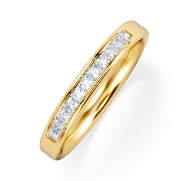 Eterna Lab Diamond Princess Cut Half Eternity Ring 0.30ct H/SI in 18K Gold Vermeil